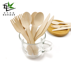 Kitchen Restaurants Birch Disposable Wood fork and Spoon Eco-friendly Utensils Wood Cutlery Set Wooden Knife