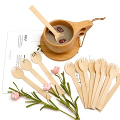 Individually Wrapped Natural Eco Friendly  Biodegradable Disposable Bamboo Spork