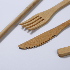 Travel Outdoor Portable Reusable Tableware Bamboo Utensils Knife Fork Spoon Chopsticks Straw Bamboo Cutlery Set