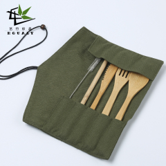 Travel Outdoor Portable Reusable Tableware Bamboo Utensils Knife Fork Spoon Chopsticks Straw Bamboo Cutlery Set