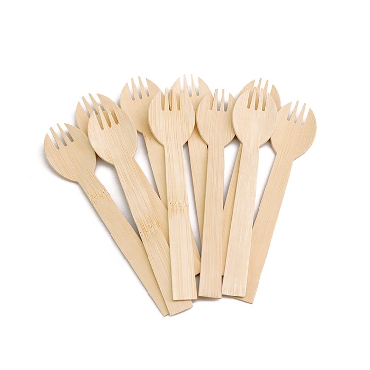 Individually Wrapped Natural Eco Friendly  Biodegradable Disposable Bamboo Spork
