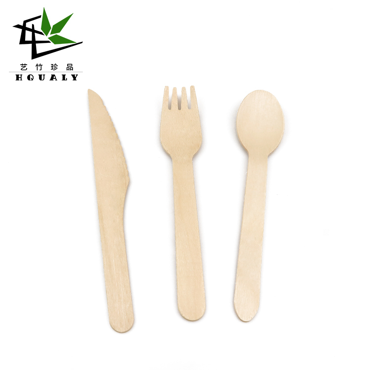 Wholesale 100% biodegradable compostable birch wood disposable wooden spoon knife fork