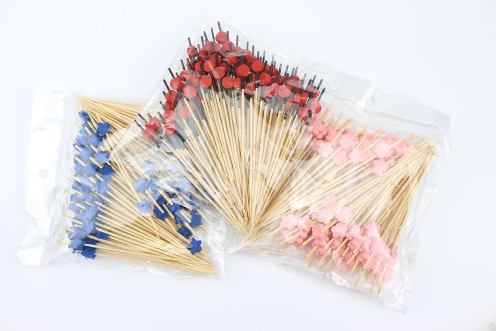 Non-Stick Wooden Ball Bamboo Fruit Cocktail Candy Stick For Party