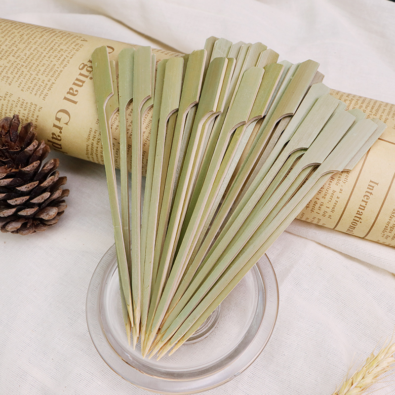 Biodegradable Green Natural Bamboo Teppo Paddle Skewer Disposable Wooden Food Kebab BBQ Barbecue Grill Stick Skewers