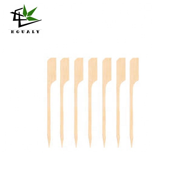 Custom logo Gun Shaped Flat Bamboo Skewers hamburger pick Flat Bamboo Skewer With Handle