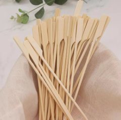 Custom logo Gun Shaped Flat Bamboo Skewers hamburger pick Flat Bamboo Skewer With Handle