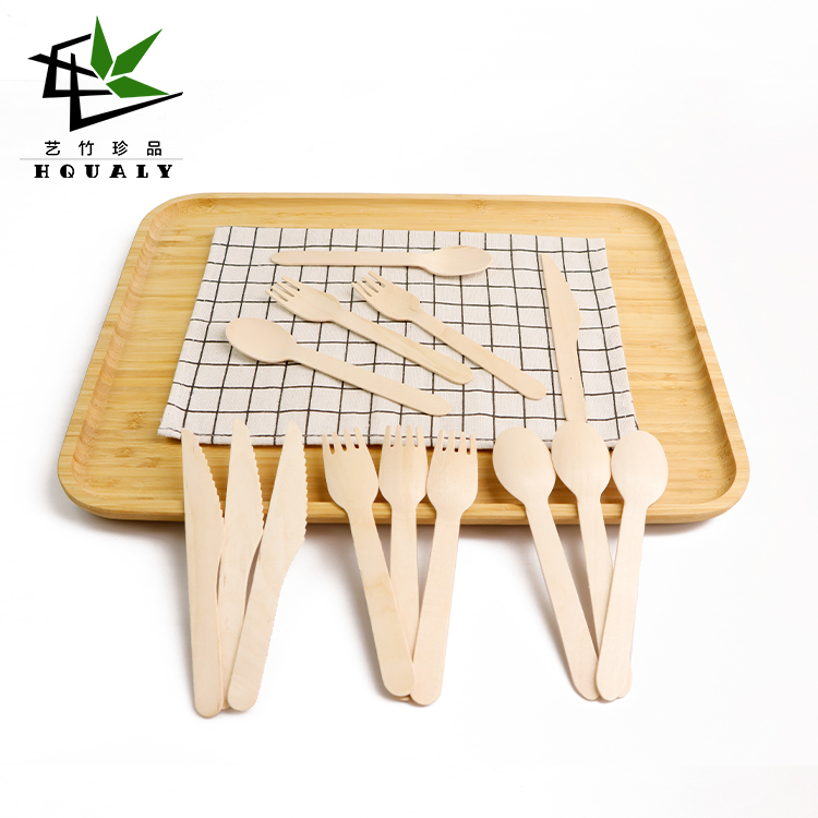 Wholesale 100% biodegradable compostable birch wood disposable wooden spoon knife fork