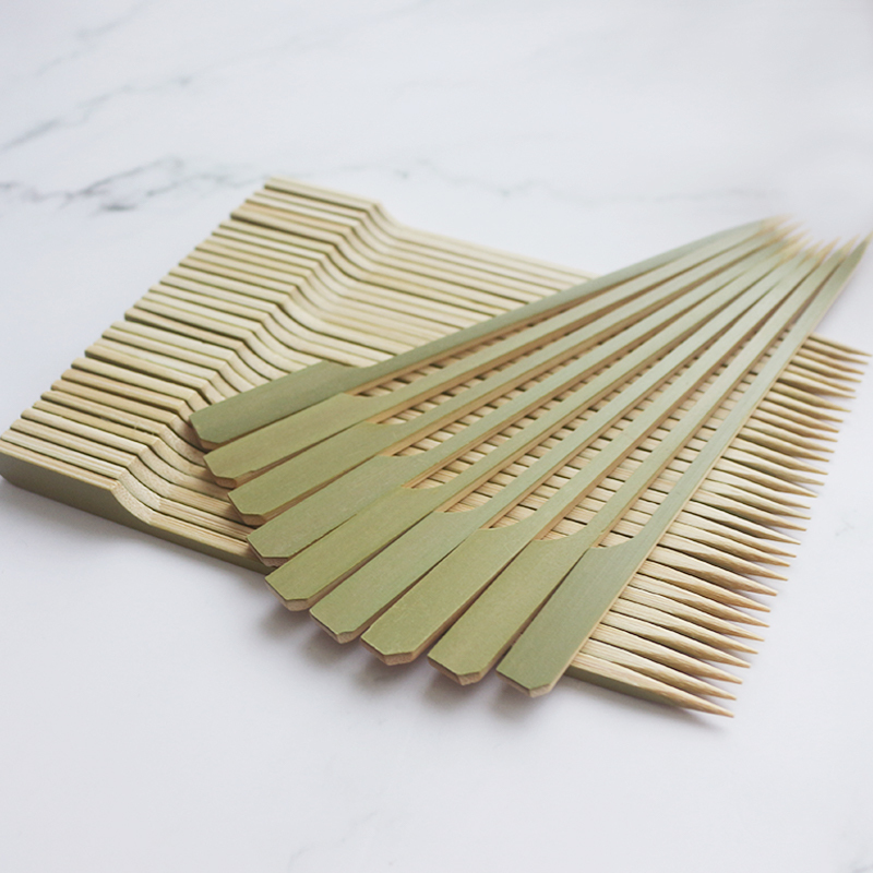 Biodegradable Green Natural Bamboo Teppo Paddle Skewer Disposable Wooden Food Kebab BBQ Barbecue Grill Stick Skewers