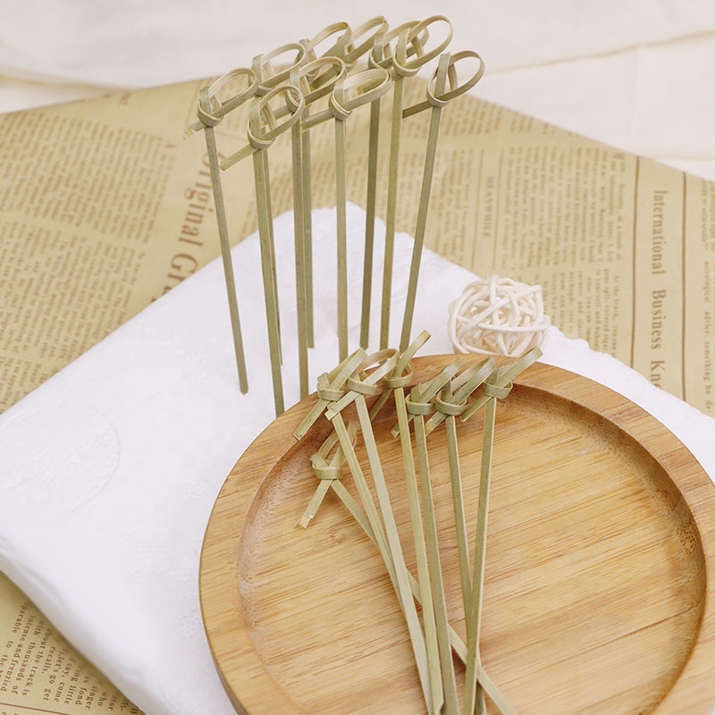 Fancy small knotted bamboo stick cocktail looped skewers