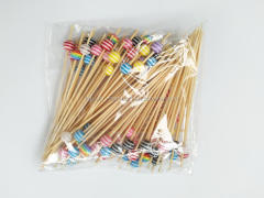 Non-Stick Wooden Ball Bamboo Fruit Cocktail Candy Stick For Party