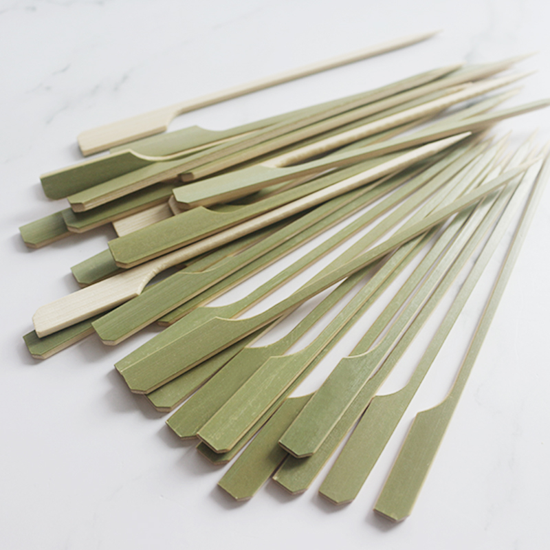 Biodegradable Green Natural Bamboo Teppo Paddle Skewer Disposable Wooden Food Kebab BBQ Barbecue Grill Stick Skewers