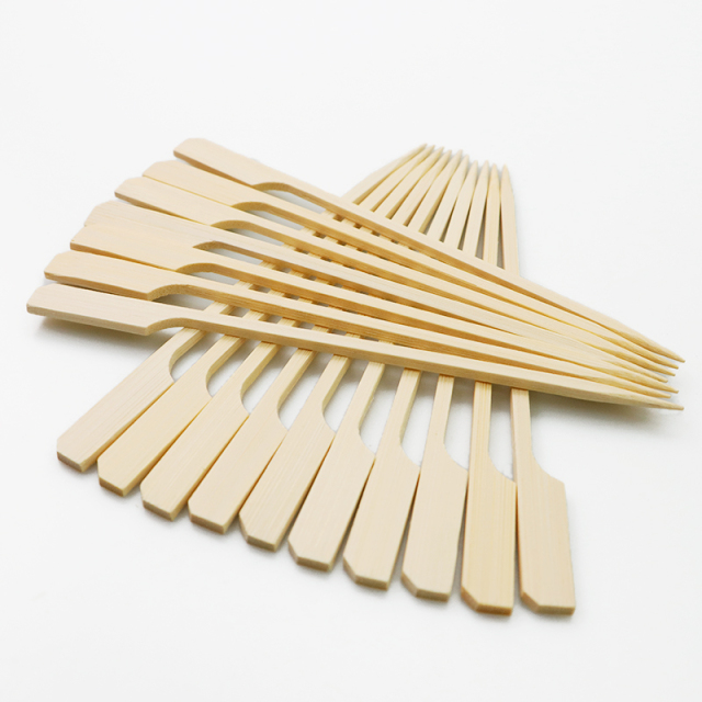 Custom logo Gun Shaped Flat Bamboo Skewers hamburger pick Flat Bamboo Skewer With Handle