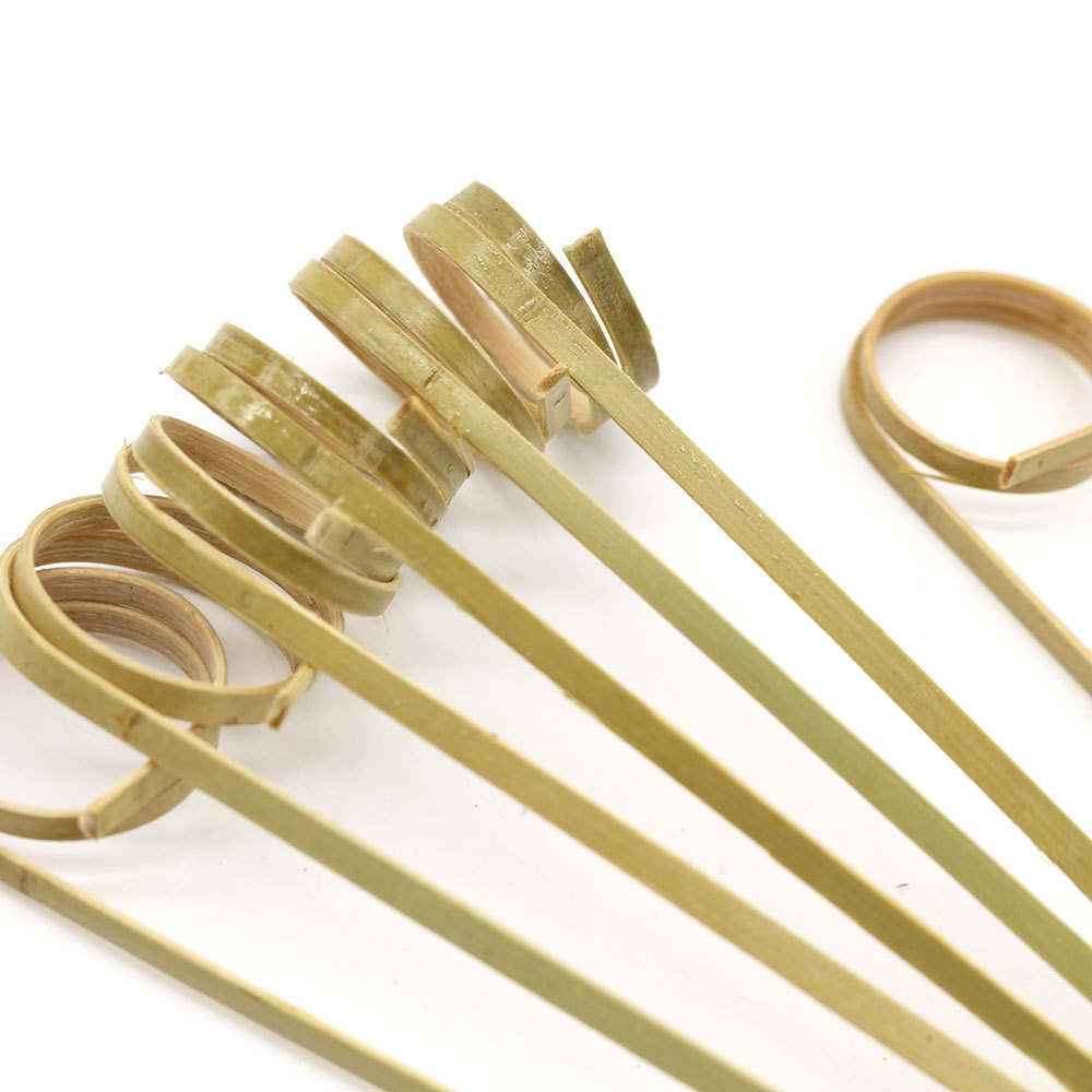 Bamboo Knot Picks Loop Skewers Cocktail Fruit Picks