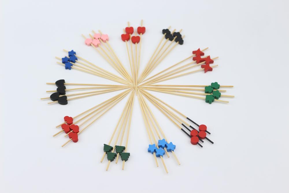Non-Stick Wooden Ball Bamboo Fruit Cocktail Candy Stick For Party