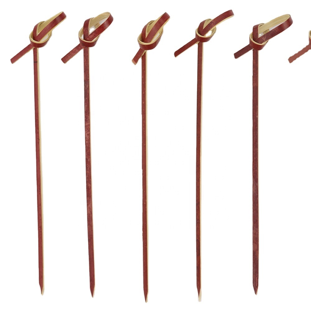 Fancy small knotted bamboo stick cocktail looped skewers