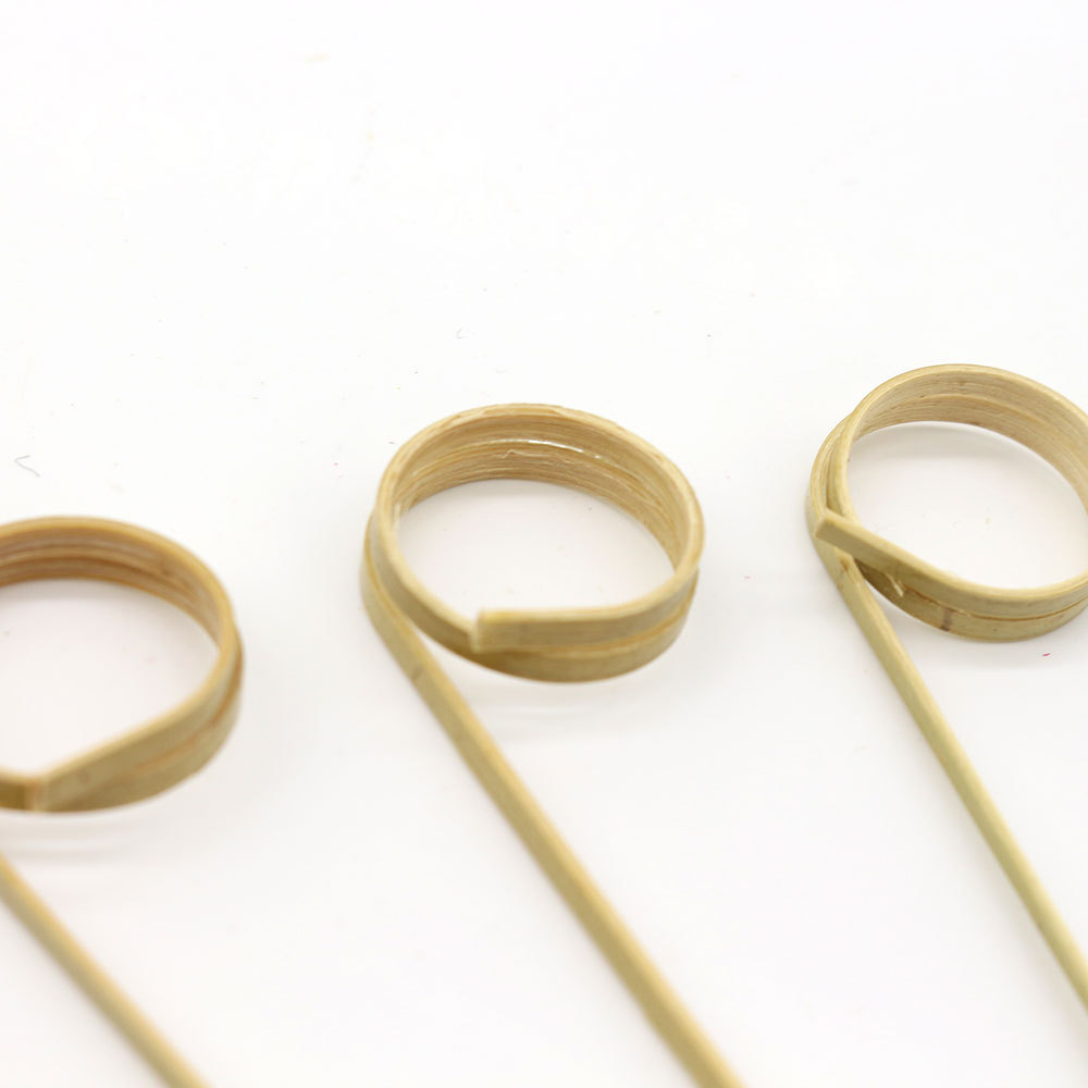 Bamboo Knot Picks Loop Skewers Cocktail Fruit Picks