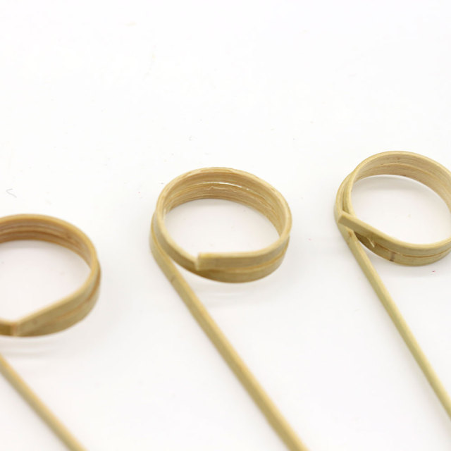 Bamboo Knot Picks Loop Skewers Cocktail Fruit Picks