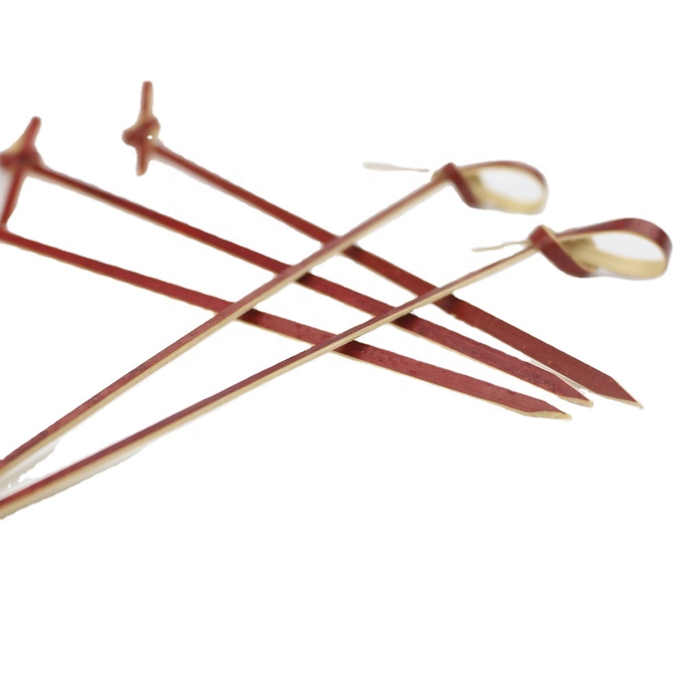 Fancy small knotted bamboo stick cocktail looped skewers