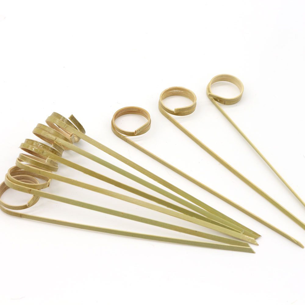 Bamboo Knot Picks Loop Skewers Cocktail Fruit Picks