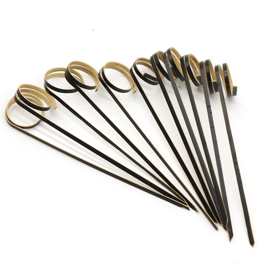 Green Loop Knotted Picks Bamboo Skewers For Party Snacks Club Sandwiches