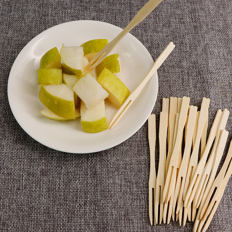 Bamboo Cocktail Forks, 3.5 Inch Natural Bamboo Forks, Toothpicks for Appetizers for Party/Catering/Dessert/Fruit