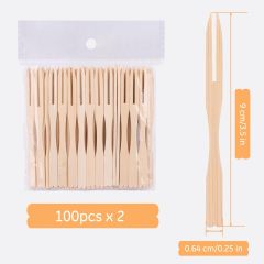 Bamboo Cocktail Forks, 3.5 Inch Natural Bamboo Forks, Toothpicks for Appetizers for Party/Catering/Dessert/Fruit