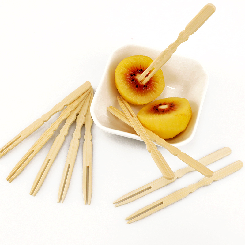 Children's Mini Kids Small  Disposable  Bamboo Fruit Fork  for Food