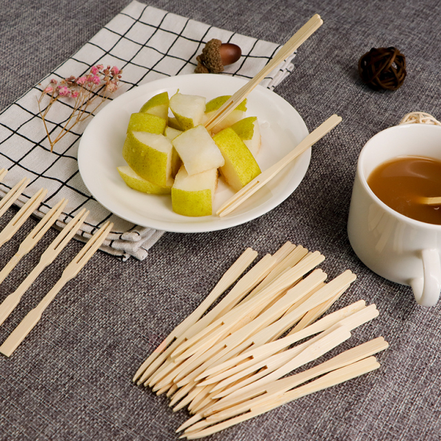 Bamboo Cocktail Forks, 3.5 Inch Natural Bamboo Forks, Toothpicks for Appetizers for Party/Catering/Dessert/Fruit