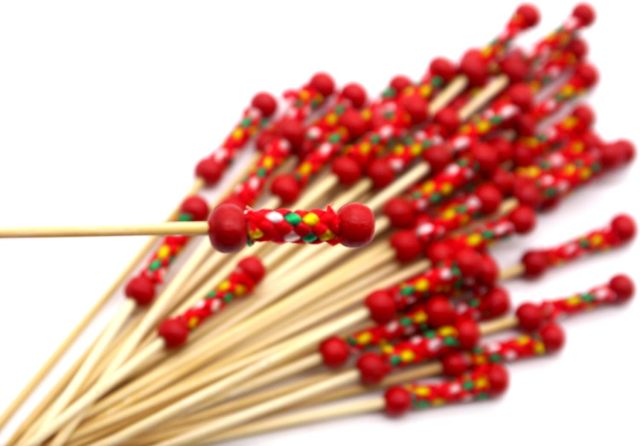 PuTwo Cocktail Picks Handmade Toothpicks 4.7” 100ct Red Beads with Rope