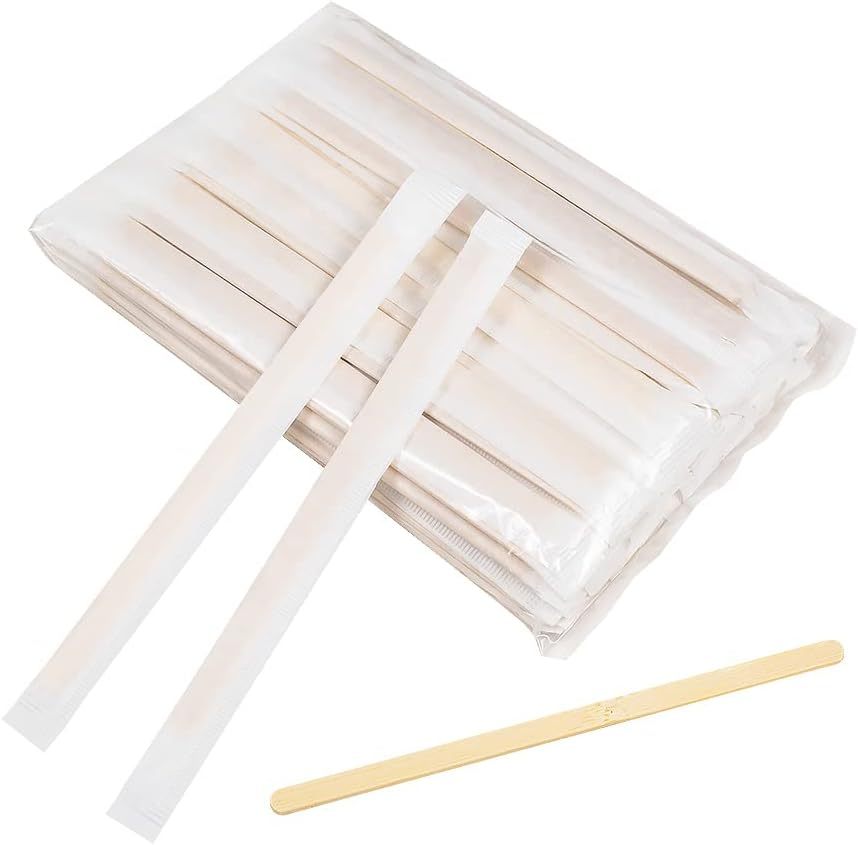 Bamboo Coffee Stirrers Individually Wrapped Disposable Beverage Stirrers Sticks Eco Friendly Biodegradable Round Stir Sticks