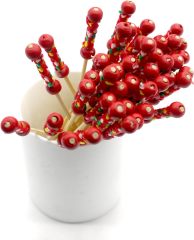 PuTwo Cocktail Picks Handmade Toothpicks 4.7” 100ct Red Beads with Rope