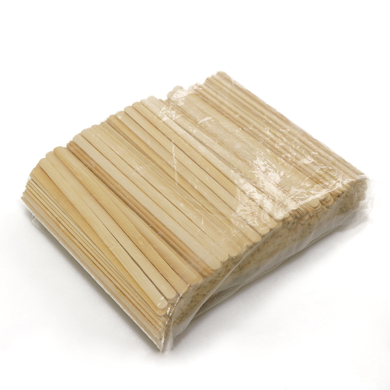 Disposable paper wrapped bamboo coffee stirrer