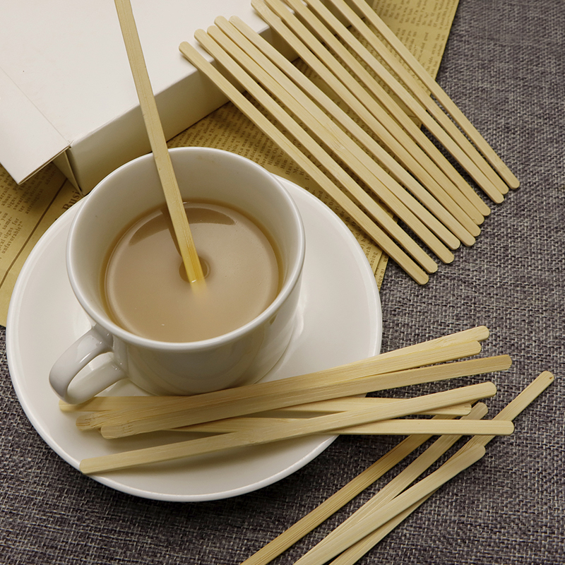 Disposable paper wrapped bamboo coffee stirrer
