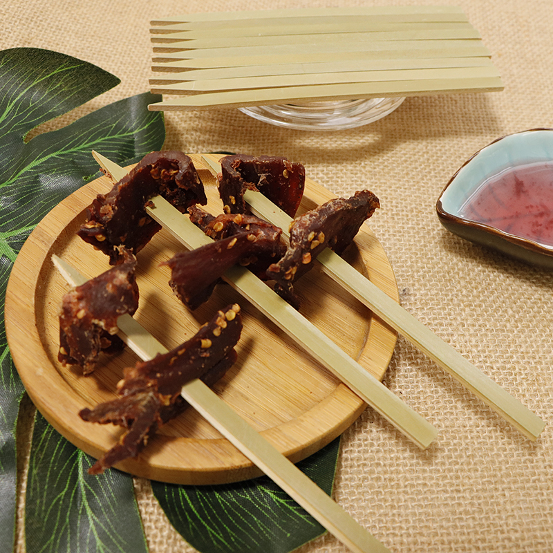 New Style Bamboo Flat Skewer High Quality Customize Bamboo Meat Skewers Sticks