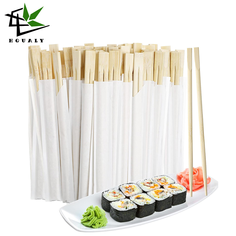 Disposable Chopsticks Bamboo Wooden Chopsticks Cooking Chopsticks Long Individually Wrapped Connected Chopsticks with Paper Sleeve for Sushi Asian Dishes