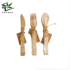Wholesale bamboo cutlery set  disposable bamboo wood fork spoon knife set flatware set for restaurant