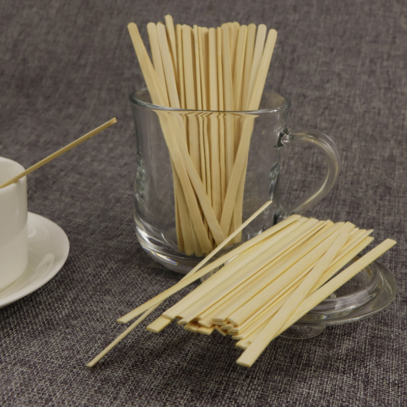 Disposable paper wrapped bamboo coffee stirrer