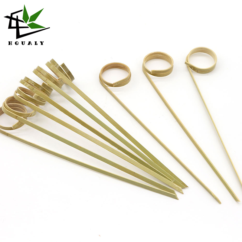 Bamboo Knot Picks Loop Skewers Cocktail Fruit Picks