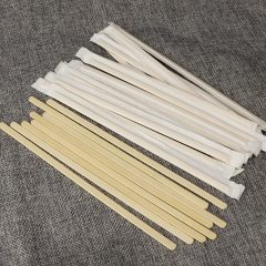 Disposable paper wrapped bamboo coffee stirrer
