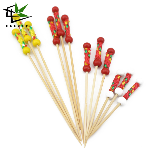 PuTwo Cocktail Picks Handmade Toothpicks 4.7” 100ct Red Beads with Rope