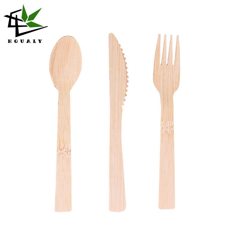 Natural Disposable bamboo cutlery Can Compostable and for party camping  bamboo fork spoon knife set