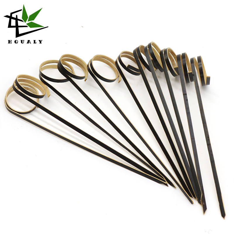 Green Loop Knotted Picks Bamboo Skewers For Party Snacks Club Sandwiches