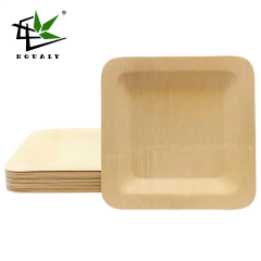 Biodegradable Disposable Dinner Plate Natural Bamboo Material Organic Pulp for Restaurant and Party Supply