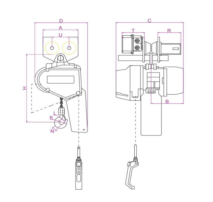 0.125-0.5T Single Chain Hook Type Electric Chain Hoist EQ series