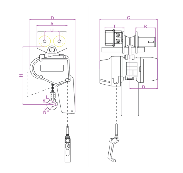 0.125-0.5T Single Chain Hook Type Electric Chain Hoist EQ series
