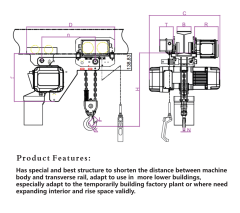 1-10T Ultra Low Headroom Type Electric Chain Hoist EQ series