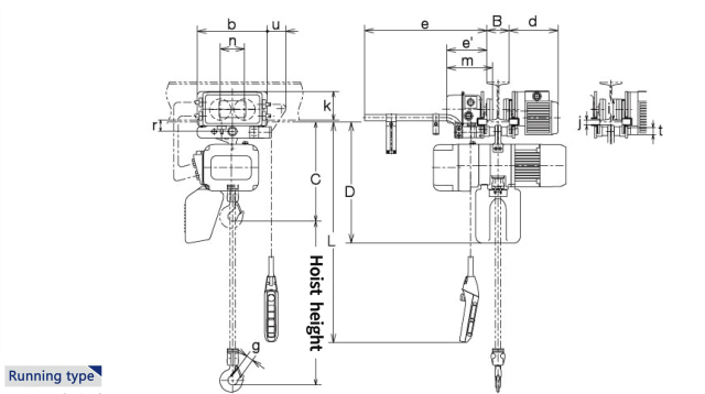 2T Single Chain Trolley Type Electric Chain Hoist EQ02-01Y