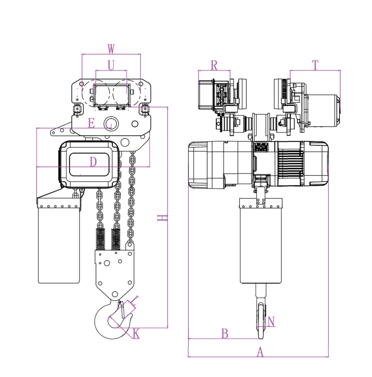 7.5T Three Chain Trolley Type Electric Chain Hoist EQ7.5-03Y