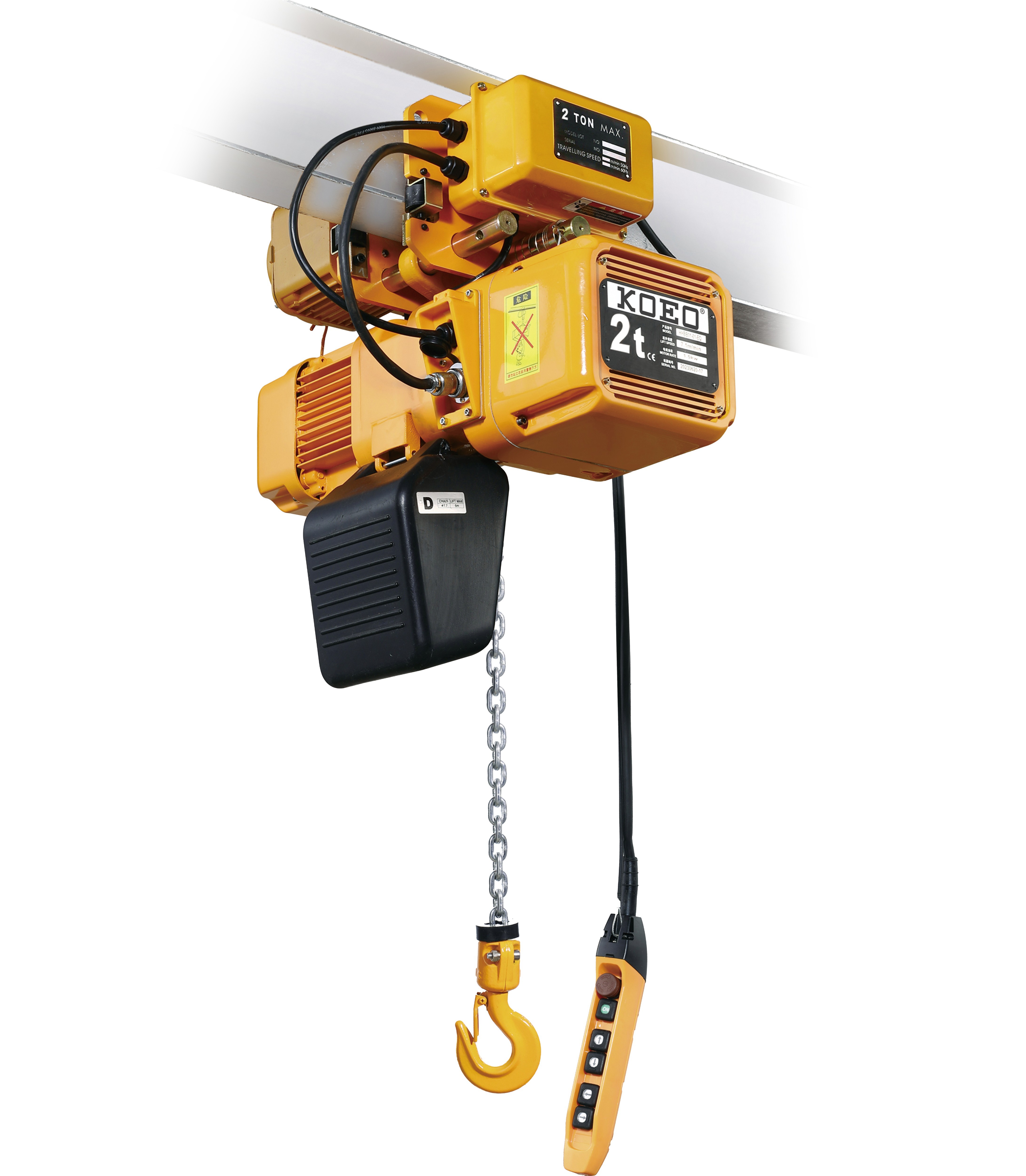 2T Double Chain Dual Speed Trolley Type Electric Chain Hoist EQ02-02YS