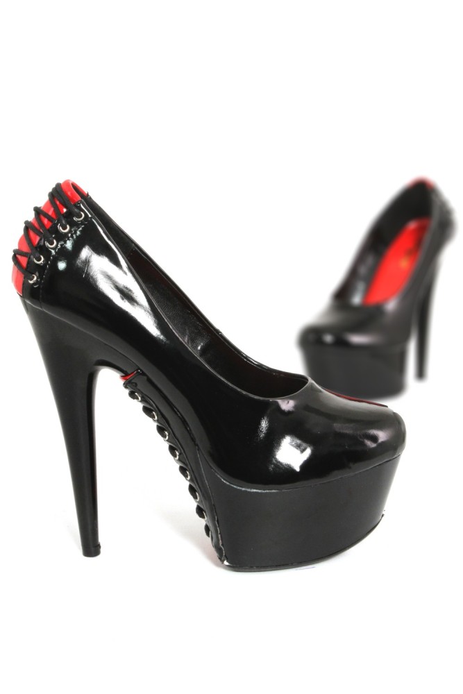 Escarpins Vinyle plateforme effet corset